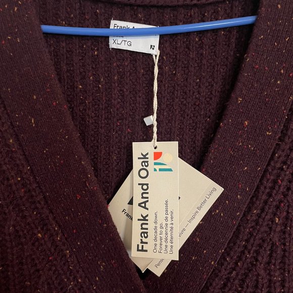 NWOT Frank and Oak Oversized Wool Blend Cardigan in Dark Brown - Picture 5 of 6